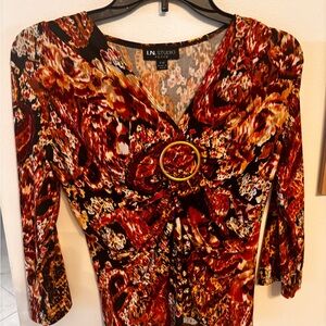 I.N. Studio Women's Fiery Red and Black Blouse